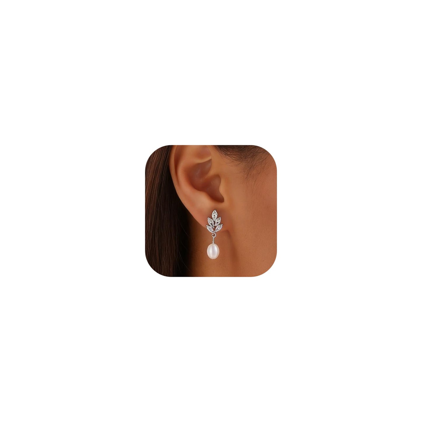 Solistra Pearl Earrings for Women Dainty Diamond Pearl Drop Earrings Silver Plated Dangle Earrings for Weddings Gifts Bridesmaid Gifts