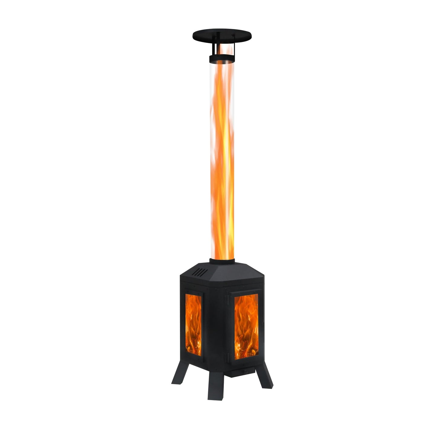 Beneouya Wood Burning Patio Heater with Glass Viewing Window, Glass Tube, Fire Pits for Outside Wood Burning, Outdoor Fire Pit for Backyard, Patio