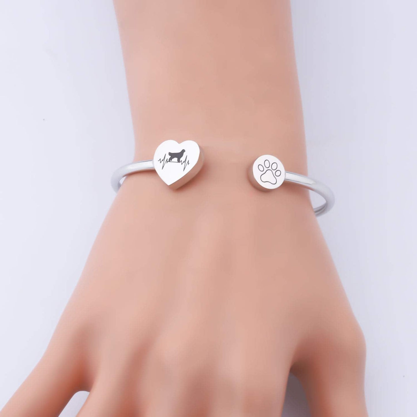 FUSTMW Dog Owner Bracelet Golden Retriever Dog Lover Gifts Paw Print Bangle Jewelry (Golden Retriever Bracelet)