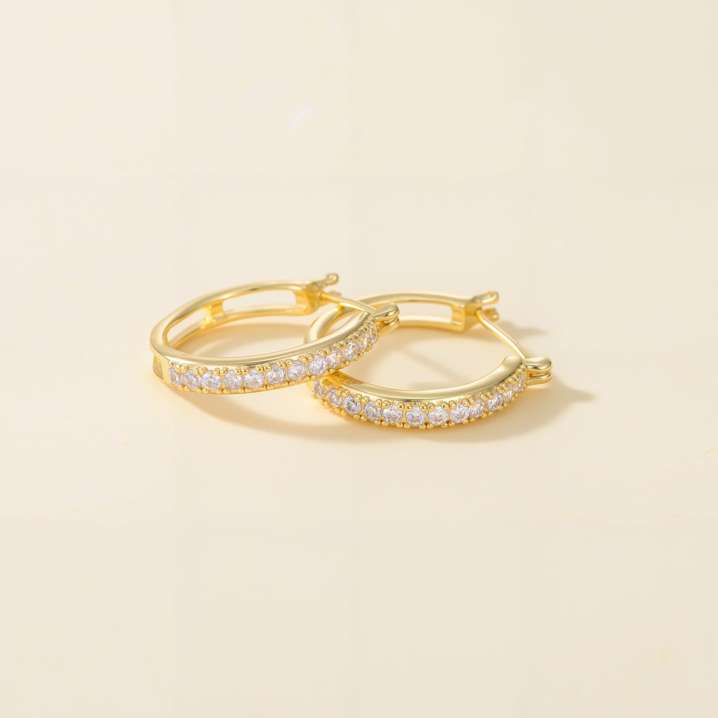 RYHIX 14K Gold Hoop Earrings for Women Small 14K Gold Earrings Trendy Womens Hoops Earring with Cubic Zirconia Hypoallergenic 25mm