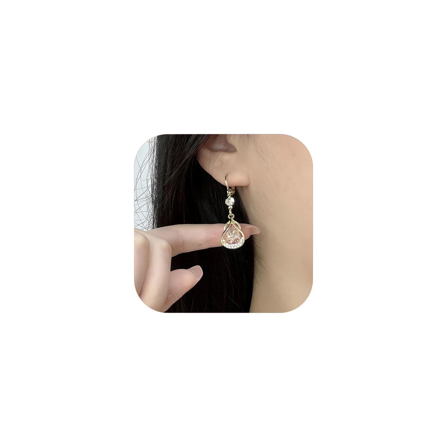 Dtexhif Lymphatic Germanium Earrings Flysmus Halolux Lymphvity Earrings Jewelry for Women (Gold Pink)