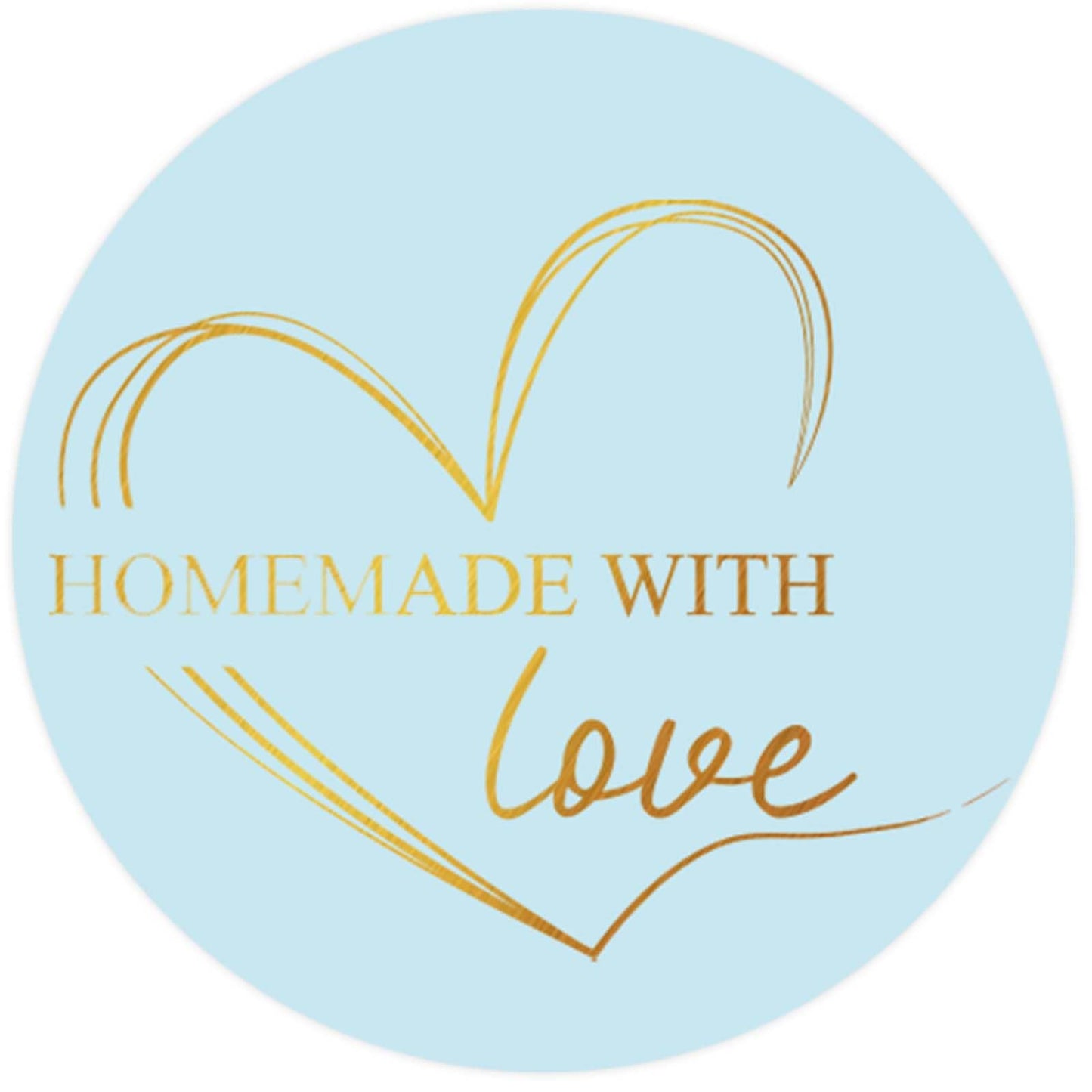 WorldBazaar Homemade with Love Stickers 500pcs Gold Foil Homemade Baked with Love Sticker for Baking Store Small Business Present Labels Wedding Birthday Christmas Party Supplies