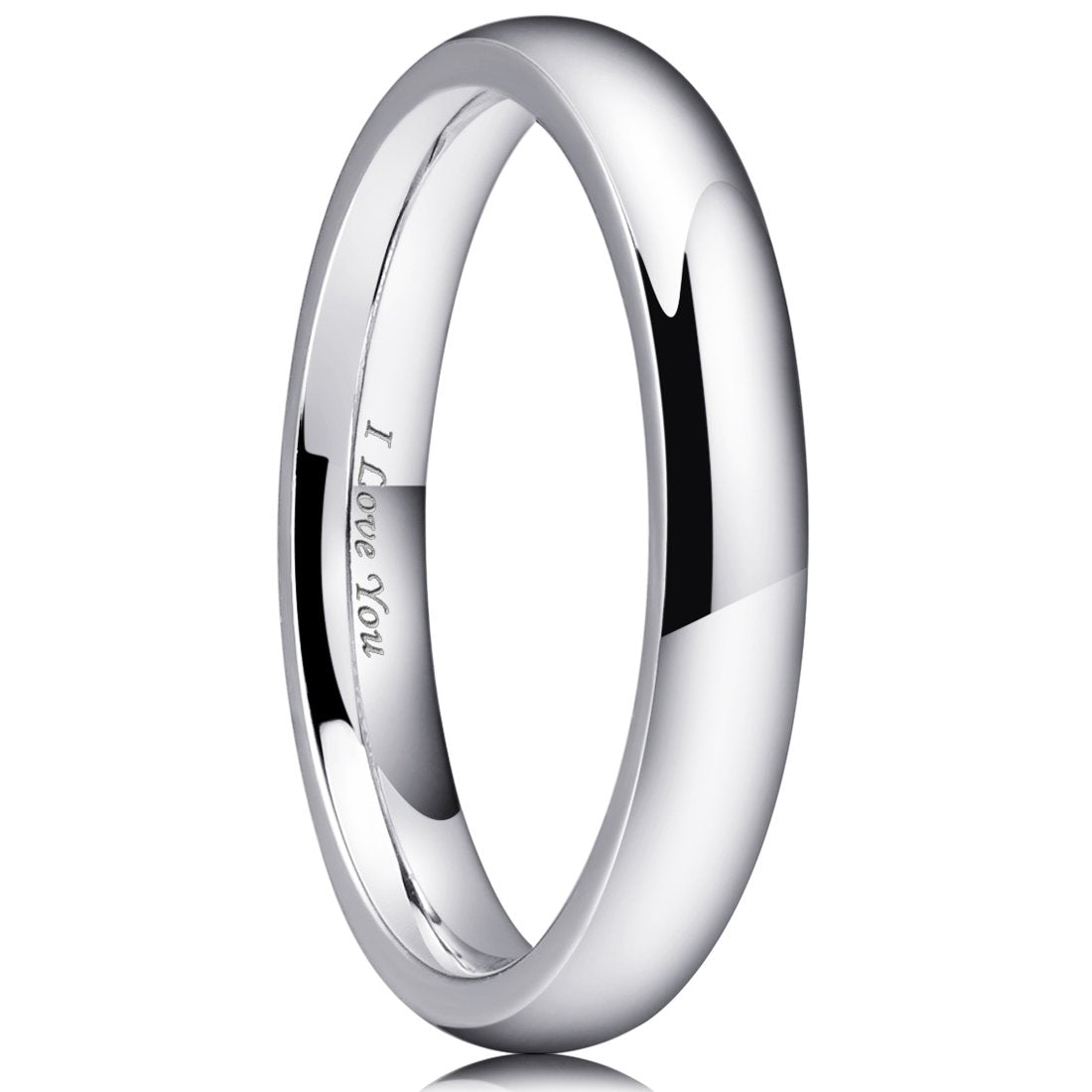 King Will 316L Stainless Steel Wedding Band for Men Women-3mm Width Sliver Plated Wedding Ring Domed Style High Polished with Laser I Love You Comfort Fit Size 11