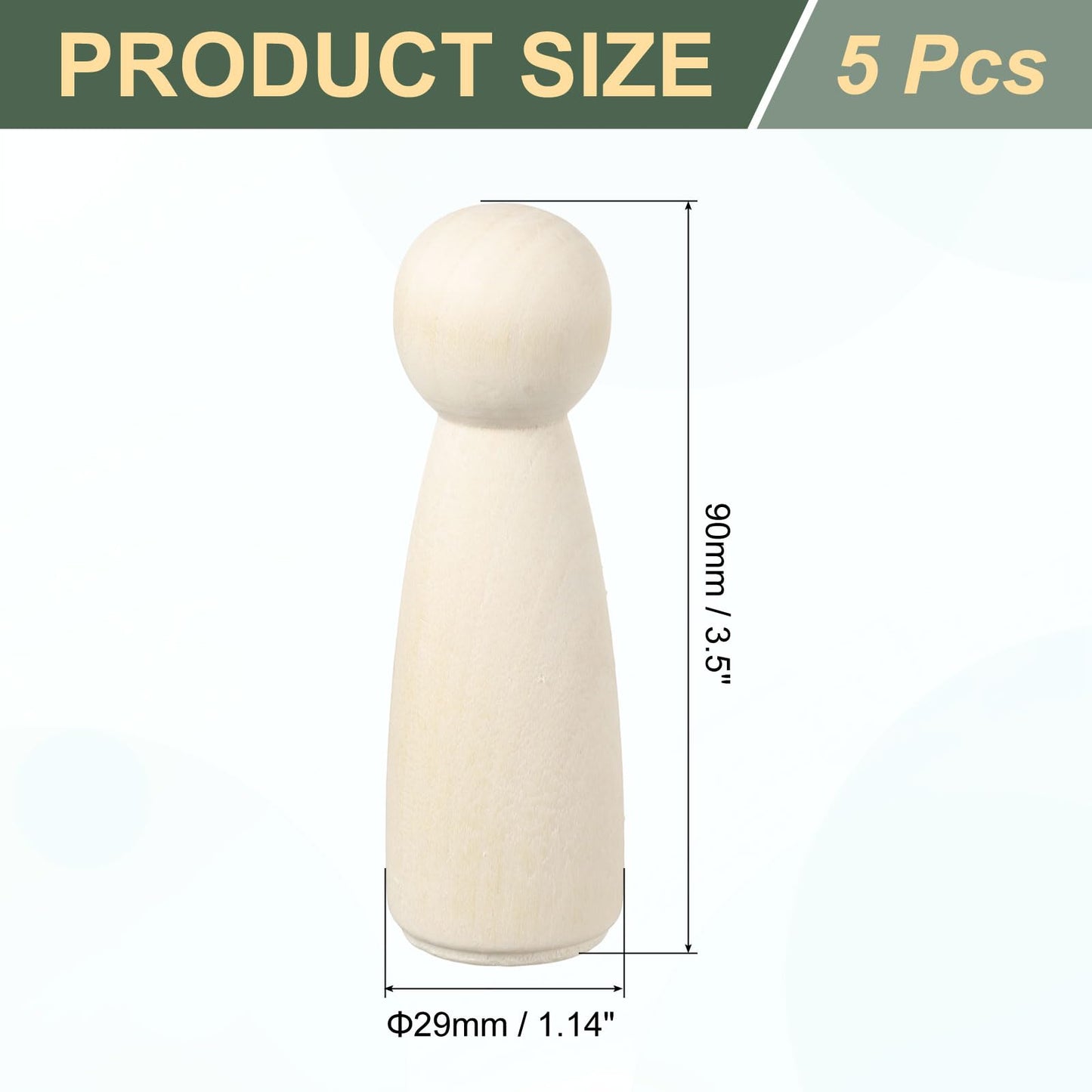 uxcell 5 Pack Wood Peg, 3.5 Inch Girl-Shape Wooden Peg People, Unfinished Wooden Peg People Bodies Figures for DIY Art Craft Painting