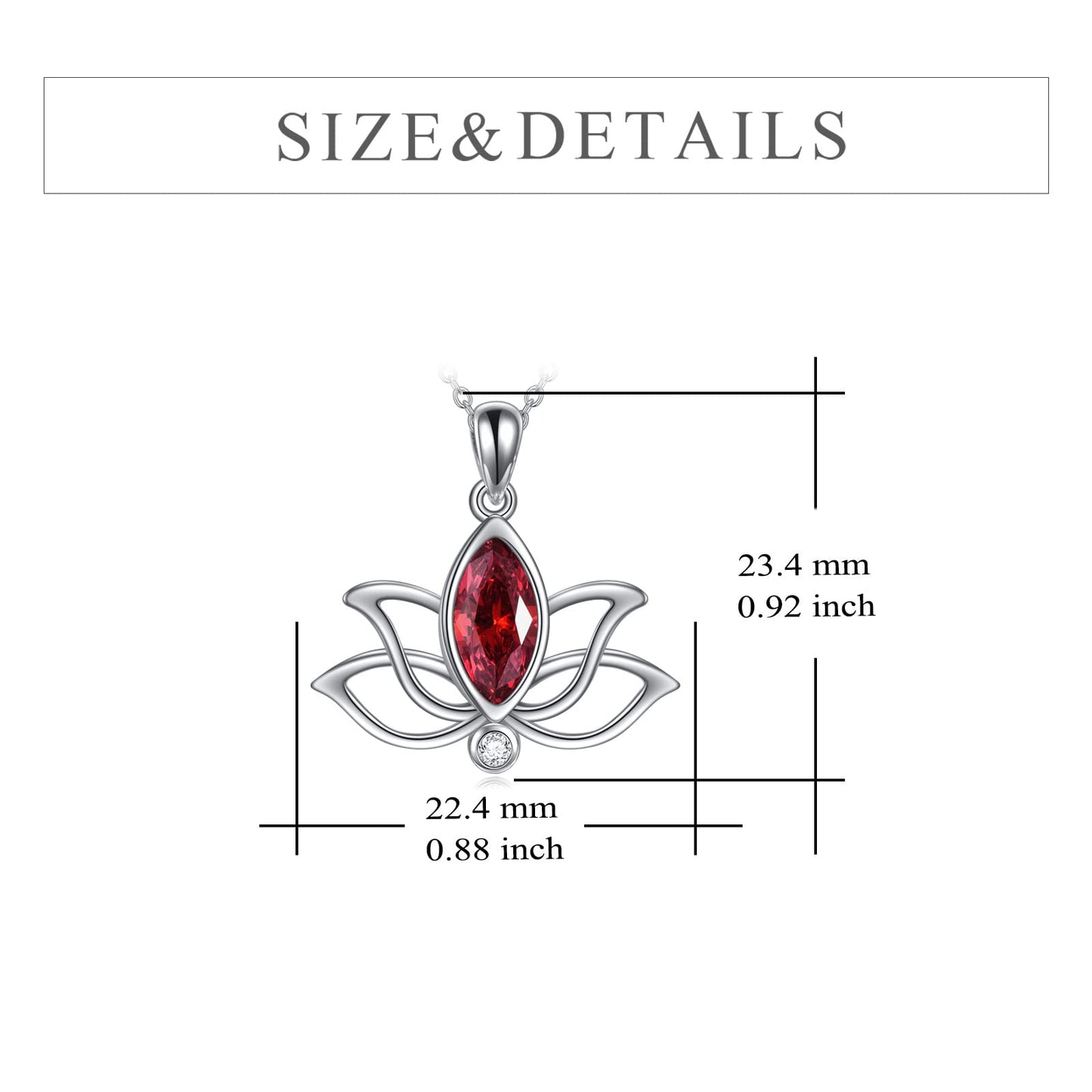 YFN Lotus Necklace Sterling Silver January Birthstone Pendant Genuine Garnet Jewelry Gifts for Women (Jan)
