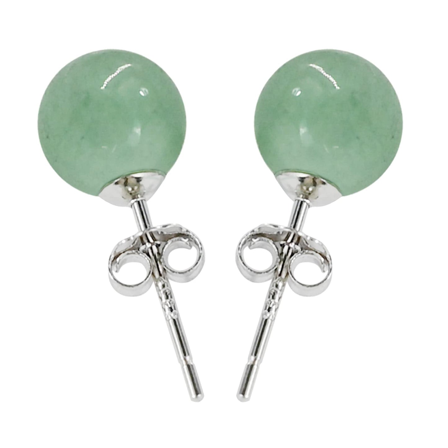 Jade Earrings Studs, 6mm Green Jade Earrings for Women, 925 Sterling Silver Stud Earrings for Sensitive Ears, Green Jewelry for Women & Men, Good Luck Handmade Earrings Gift for Birthday Anniversary