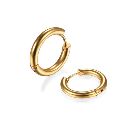 316L Surgical Stainless Steel Huggie Hoop Earrings 10mm Gold Hypoallergenic Earrings Hoop Cartilage Helix Lobes Hinged Sleeper Earrings For Men Women (C01:10mm Gold(THK 2.0mm))