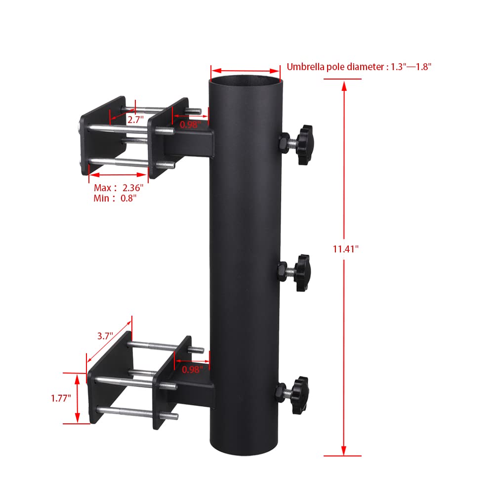Wdwlbsm Patio Umbrella Holder Outdoor Deck Mount Umbrella Holder Heavy Duty Umbrella Clamp Hand-Turn Knob Umbrella Base Stand for Deck Railing, Fences，Docks, Courtyard Balcony, Patios