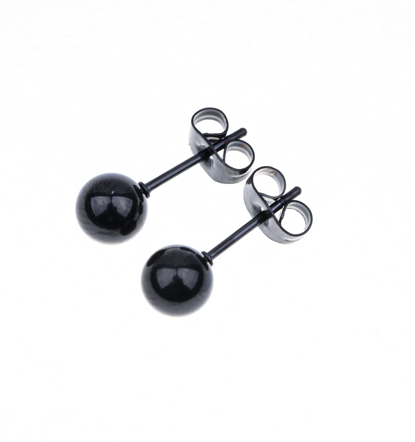 Memsion 316L Surgical Steel Earrings Hypoallergenic Black Ball Stud Earrings Set for Women Men Nickel Free Cartilage Ear Rings 5 Pairs Assorted Sizes(2mm-6mm)