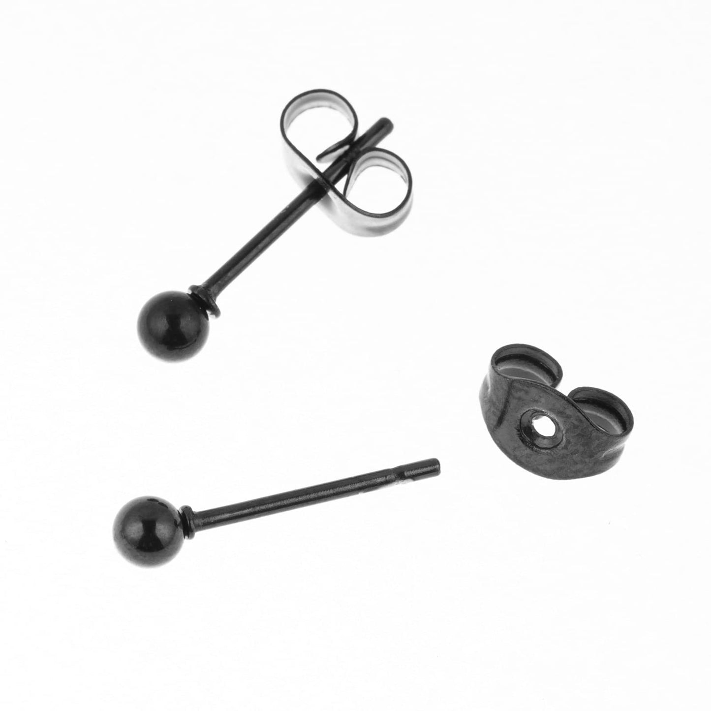 Memsion 316L Surgical Steel Earrings Hypoallergenic Black Ball Stud Earrings Set for Women Men Nickel Free Cartilage Ear Rings 3Pairs of 3mm Ball Stud Earrings