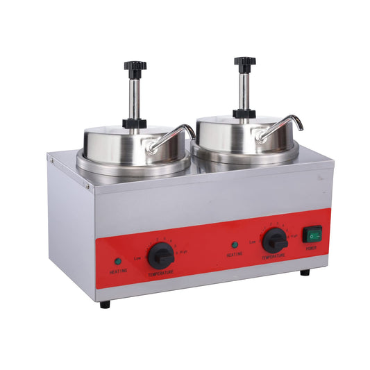 Electric Nacho Cheese Dispenser with Pump Cheese Machine Dual Heads Sauce Warmer 7.5qt Capacity with Insert Pot (Dual Pump)