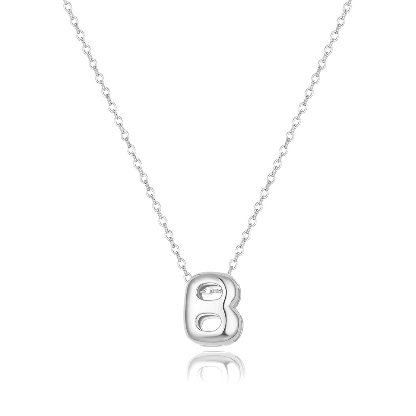 CUEZIY Bubble Silver Letter Necklace Initial Necklaces for Women Dainty Personalized Charm Pendant Name Necklace Cute Non Tarnish Fashion Accessories Teen Gift Trendy Stuff Silver Jewelry Gifts