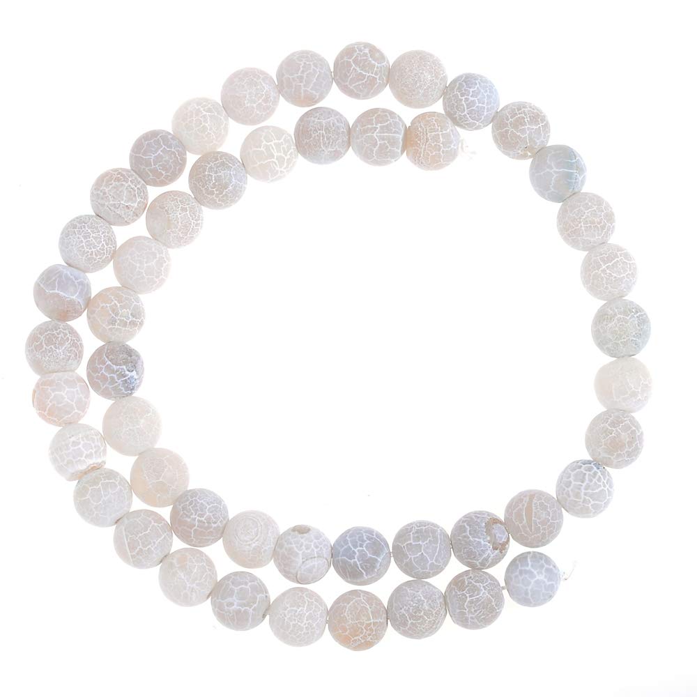 10mm Natural Grey Frosted Agate Gemstone Round Loose Beads Crystal Stone Bracelet Necklace Accessories Crafts for Jewelry Making DIY,1 Strand 15"