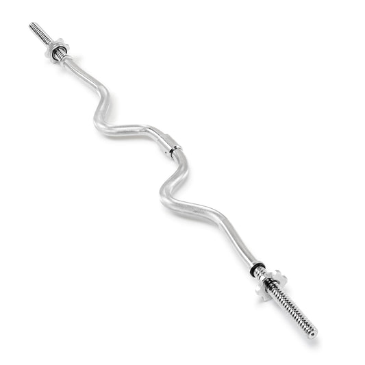 Marcy 2-Piece Threaded Super Curl Bar with Chrome Spin Lock Collars Free Weights Accessories for Home Gym SCB-248