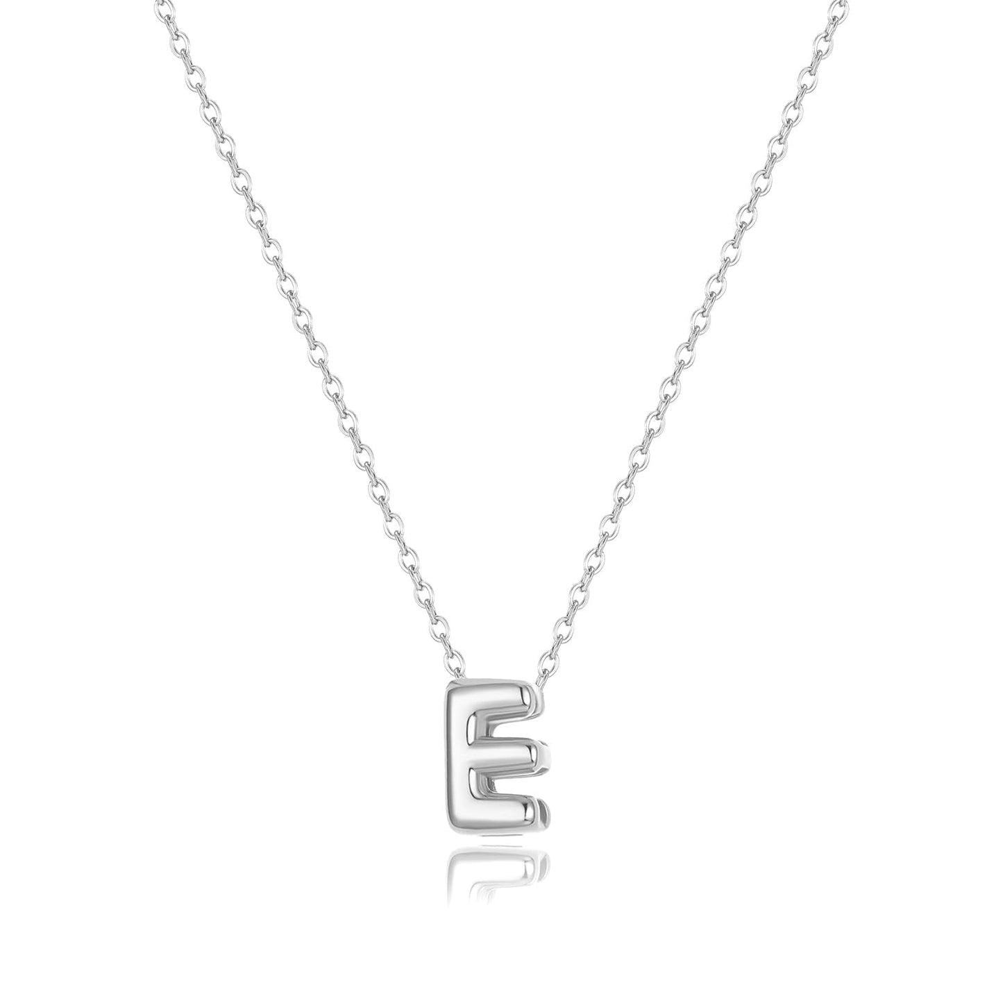 CUEZIY Bubble Silver Letter Necklace Initial Necklaces for Women Dainty Personalized Charm Pendant Name Necklace Cute Non Tarnish Fashion Accessories Teen Gift Trendy Stuff Silver Jewelry Gifts
