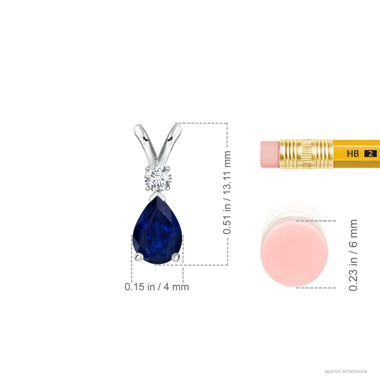 Angara Natural Blue Sapphire Solitaire Pendant for Women | 0.4 ct Pear Shape Blue Sapphire Diamond Solitaire Pendant Necklace in Silver | September Birthday, Gemstone Jewelry Gift | AA | 6x4mm