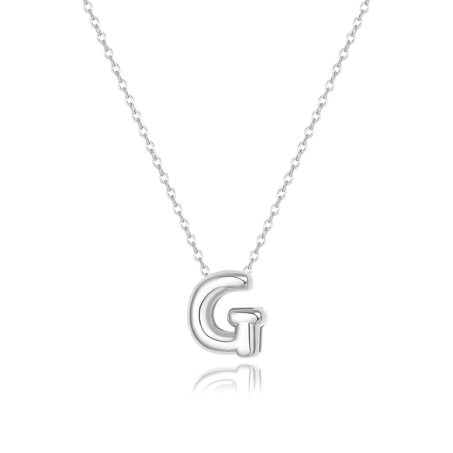 CUEZIY Bubble Silver Letter Necklace Initial Necklaces for Women Dainty Personalized Charm Pendant Name Necklace Cute Non Tarnish Fashion Accessories Teen Gift Trendy Stuff Silver Jewelry Gifts