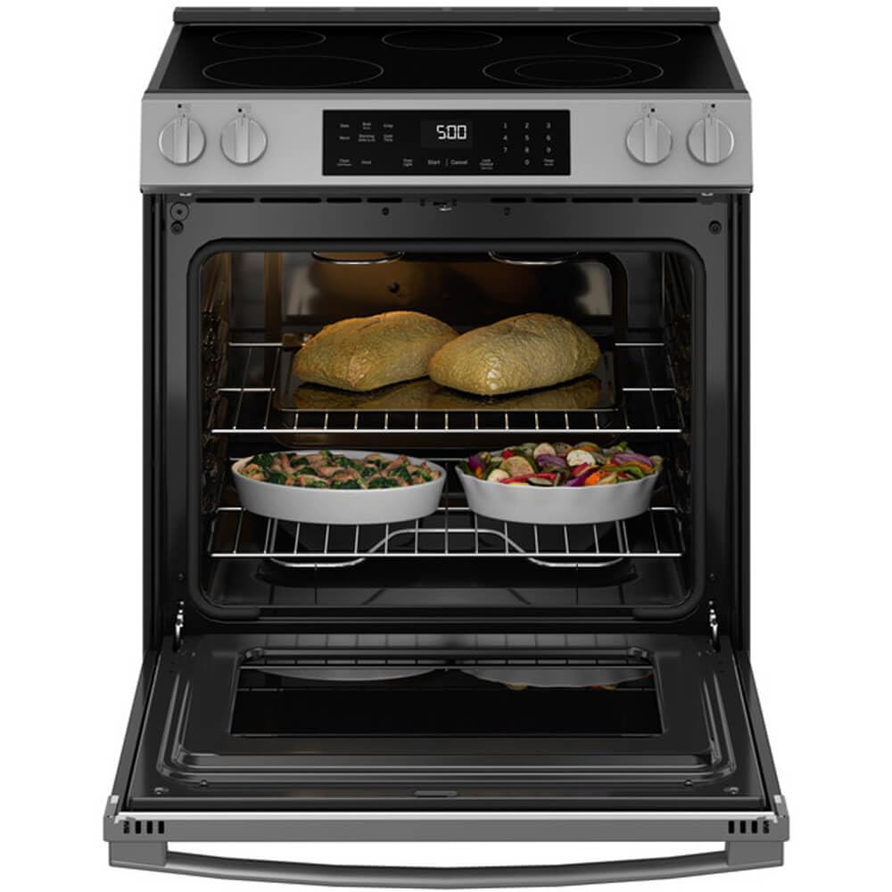 GE GRS500PVSS 30 in. 5 Burner Element Slide-in Electric Range in Stainless Steel with Crisp Mode