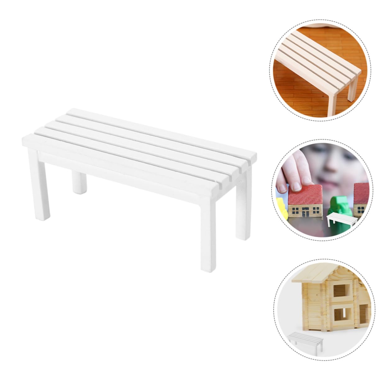 ibasenice 2 Pcs Miniature Wooden Park Bench Set Dollhouse Furniture for Fairy Garden Photo Prop 3.54X1.45X1.41In Unpainted Mini Bench Ornament