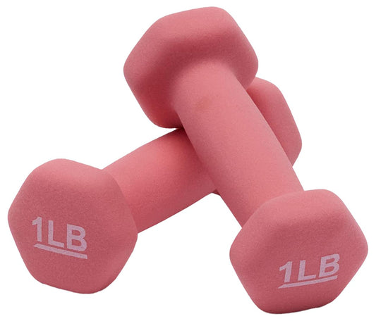 Amazon Basics Neoprene Dumbbell Hand Weights, Hexagon Shape, 1 Pound, Pair, Pink