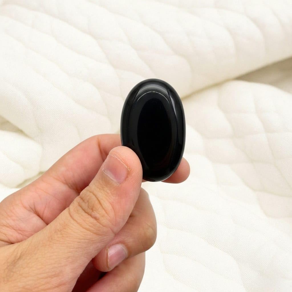Black Onyx Thumb Worry Stones Metaphysical Gemstone Crystal Healing Reiki Men Women Gift FENG Shui Positive Energy Love Wellness Palm Stones Wicca Powerful