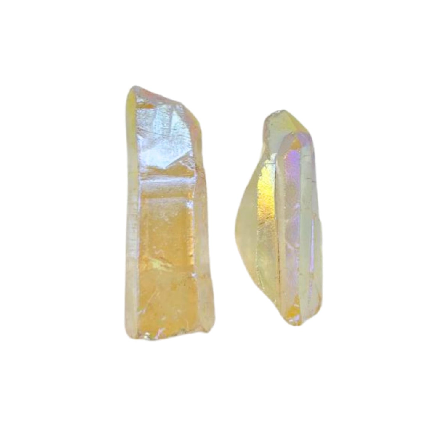 GEMSCITE 2 Pieces Angel Aura Quartz Pencil Points Raw Rough Rock Crystals and Healing Stones, Natural Rocks for Tumbling and DIY Raw Stones and Crystals