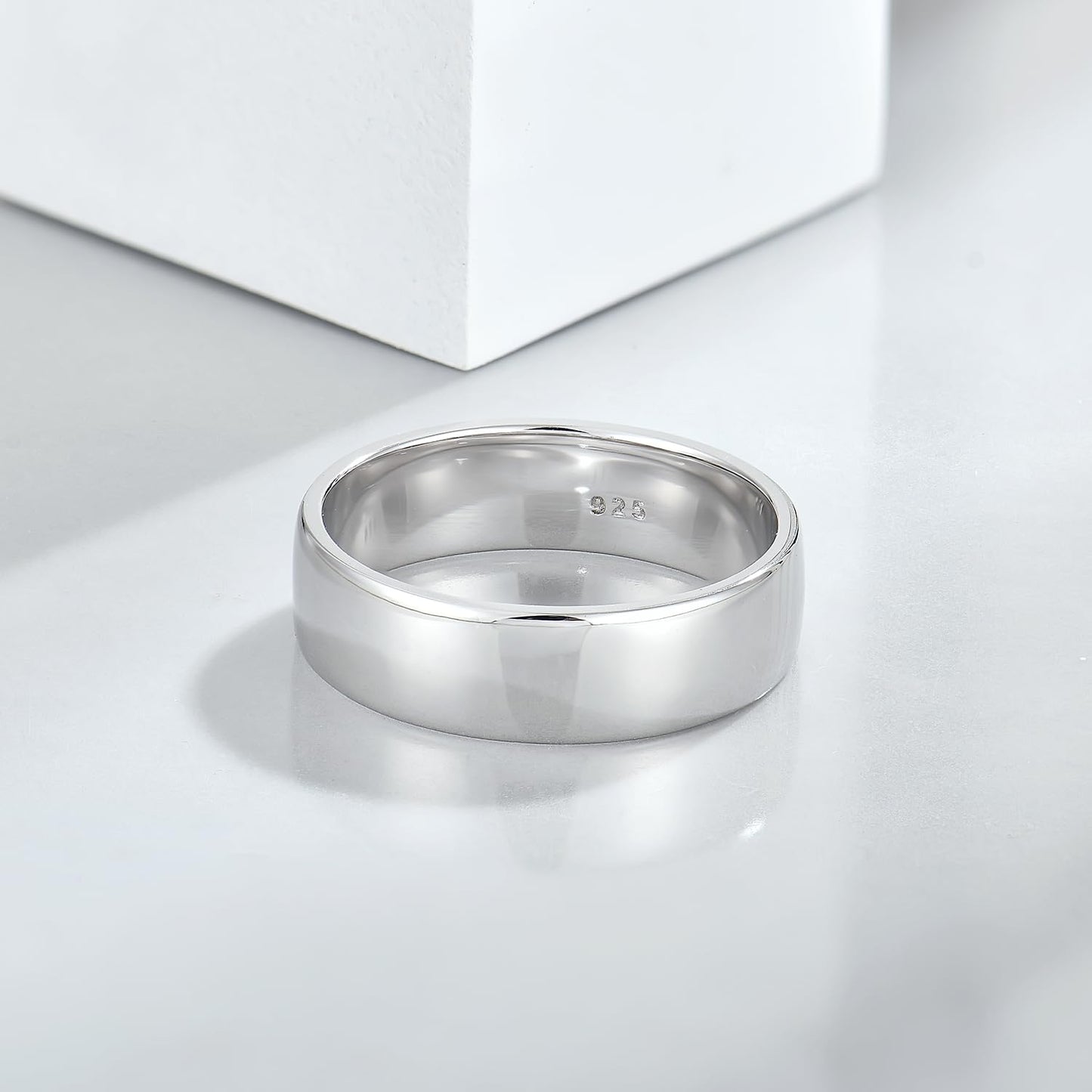 STARCHENIE Solid 925 Sterling Silver 6mm Wedding Band Ring, Comfort Fit High Polish, for Men and Women (Size 9)