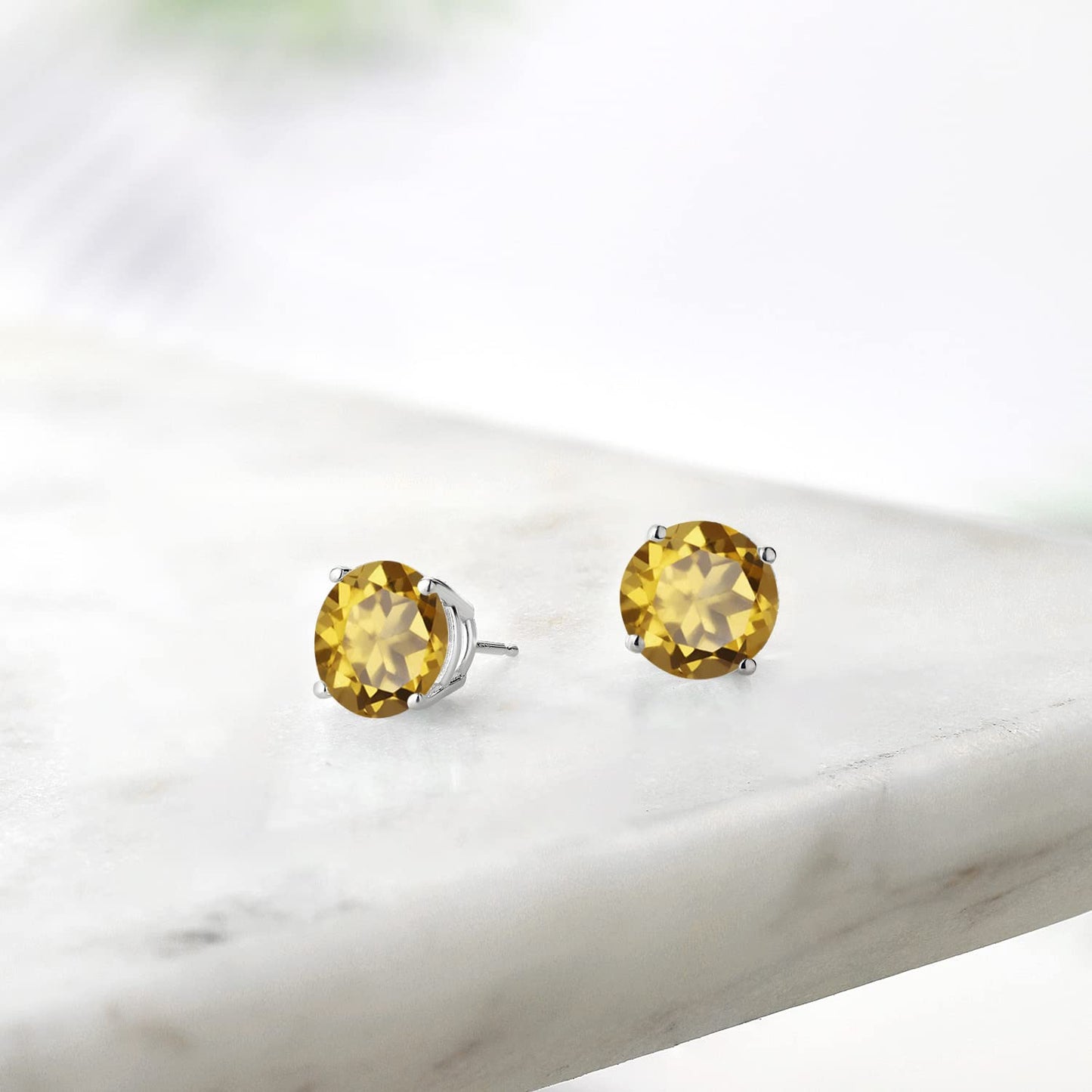 Gem Stone King 2-4 Cttw Round Gemstone Birthstone Stud Earrings For Women Men | 925 Sterling Silver | Round 7MM | Fine Jewelry Gifts for Women Her Mom Wife Men | Champagne Quartz