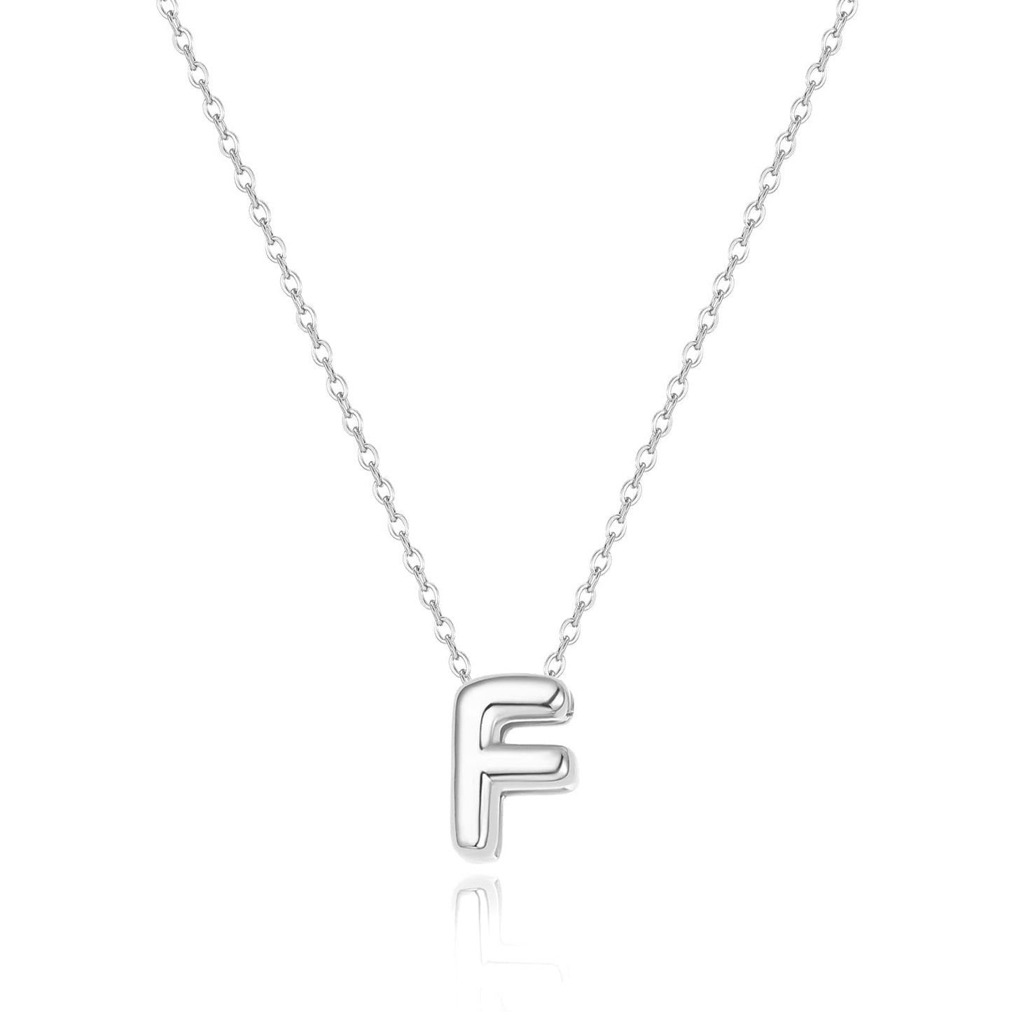 CUEZIY Bubble Silver Letter Necklace Initial Necklaces for Women Dainty Personalized Charm Pendant Name Necklace Cute Non Tarnish Fashion Accessories Teen Gift Trendy Stuff Silver Jewelry Gifts