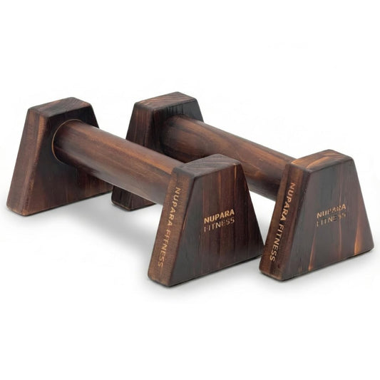 NUPARA FITNESS Wooden Push Up Bars - Calisthenics Equipment for Core and Upper Body Strength Training and Exercise | Push Up Handles | Pushup Bars | Parallettes
