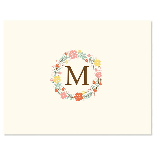 Initial Personalized Note Card (4 Color Choices) - 24 Cards with White Envelopes, 4¼ x 5½ Inch Size, Blank Inside, Add a Name and Initial, For Thank You Notes, or Graduation Gifts