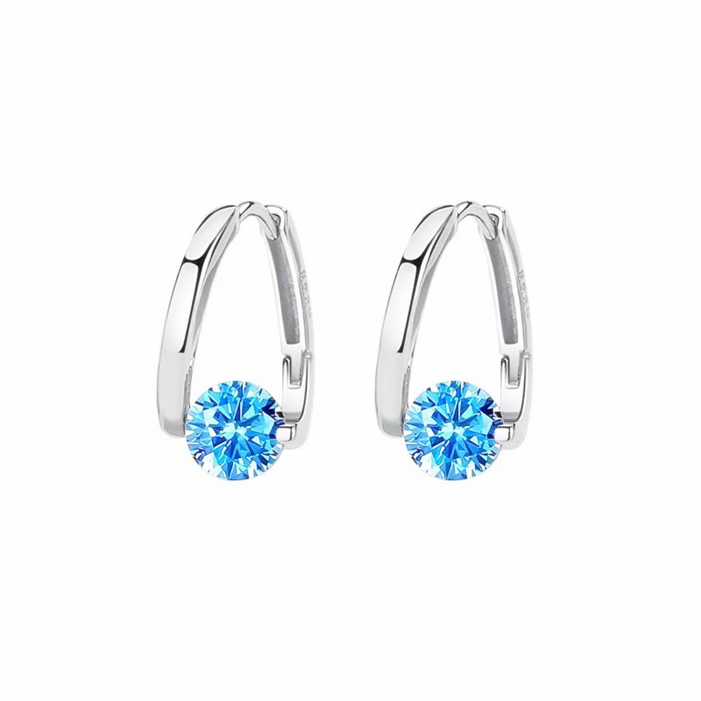 Lymphvity Germanium Crystal Ball Hoop Earrings Gold Silver Plated Unique Colorful Ball Sparkle Rhinestone CZ Lucky Round Circle Dangle Hoop Earrings for Women Minimalist Lymphatic Drainage Jewelry Gifts (Blue)