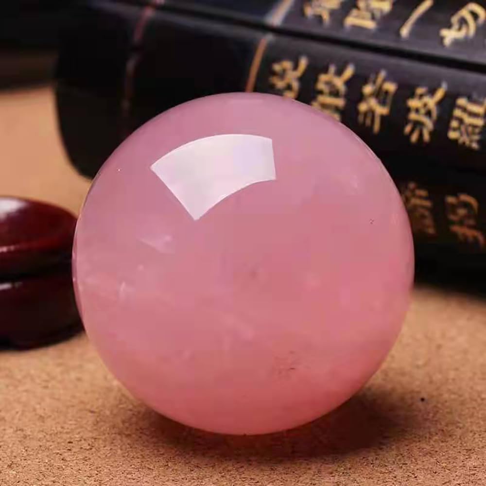 5-6CM/1.97-2.36inch Natural Pink Crystal Ball Rose Quartz Sphere Polished Divination Ball Decorative Sphere Healing Crystals Ball Stone Crafts Home Decor Ornament Gifts (50-60mm, Pink Crystal)