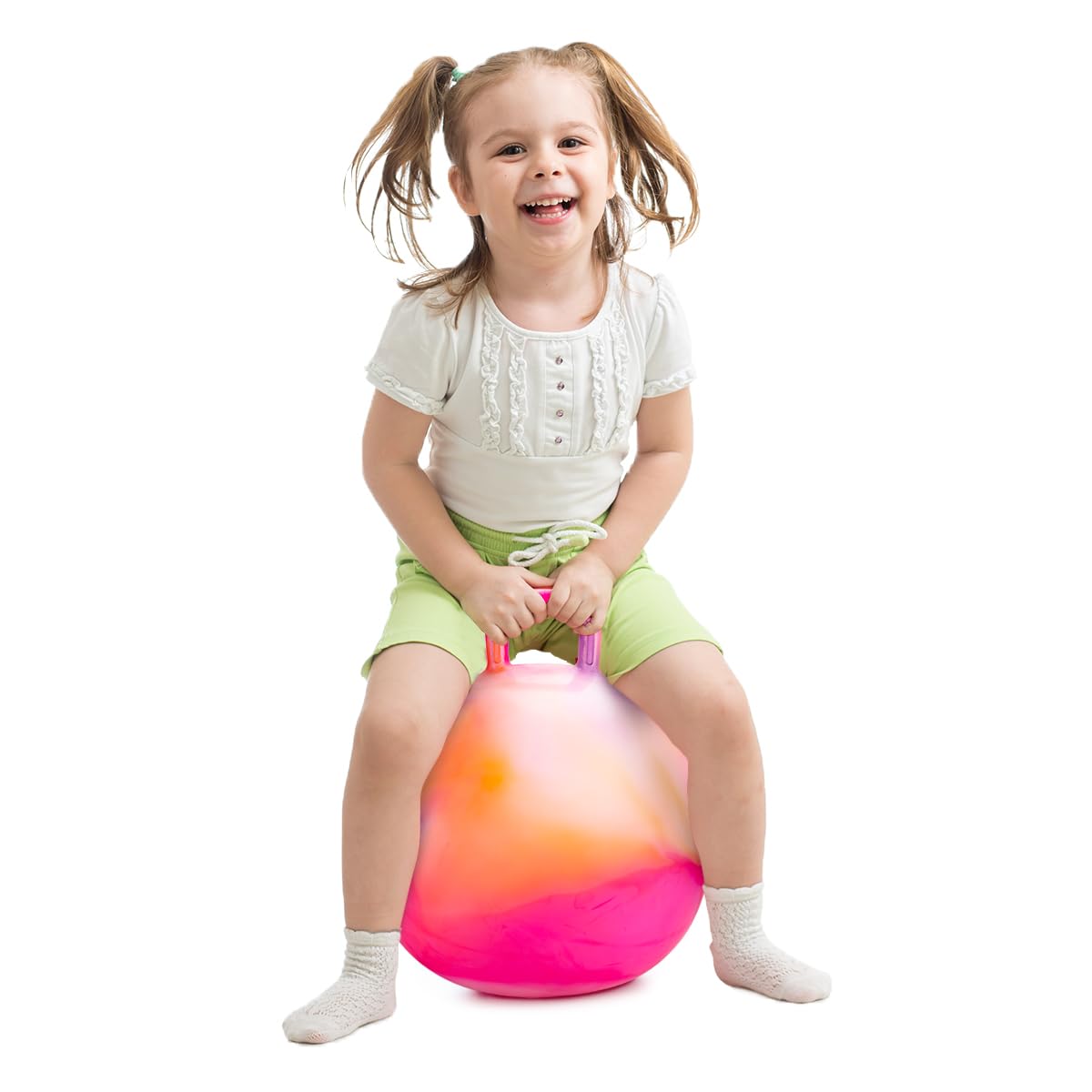 INPODAK Hopper Ball 18 Inch Bouncy Ball with Handle for Kids, Hippity Hop Jumping Bounce Hopping Toy for Boys Girls Ages 3-6 Includes Pump and Gift Box Great Gift for Birthday