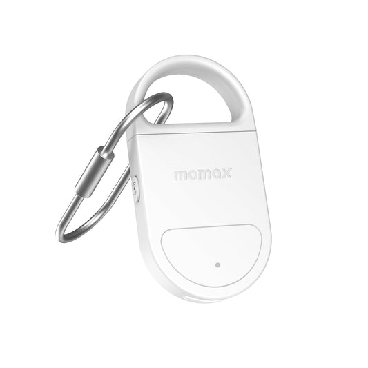 Momax Key Finder Tracker Tag – Smart Personal Alarm Rechargeable Tracking Device with SOS Alert & LED Strobe, Find My (iOS Only), Anti-Lost Tags with Keychain, Travel Gadget for Women, Girls, White