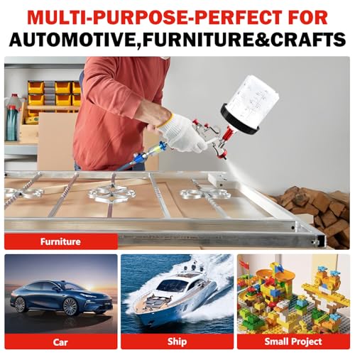 LVLP Air Spray Gun with 1.3/1.7/2.0mm Nozzles & Air Compressor Regulator, Premium Paint Gun Sprayer with 10pcs 600cc Mixing Cups, Automotive Paint Gun for House Painting, Car, Furniture, Fence