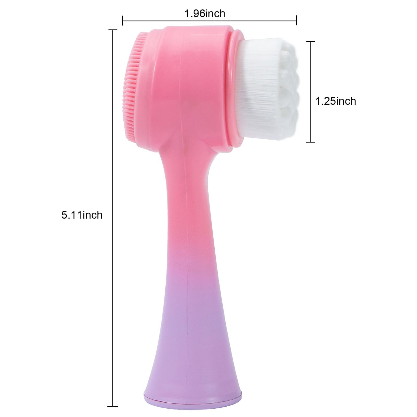 Beomeen Face Brush 2 in 1, Silicone Facial Cleansing Exfoliating Brush Soft Bristles Pore Deep Cleansing Manual Dual Face Wash Scrub Brush For Massaging, Makeup Skincare Removal, Gradient Pink