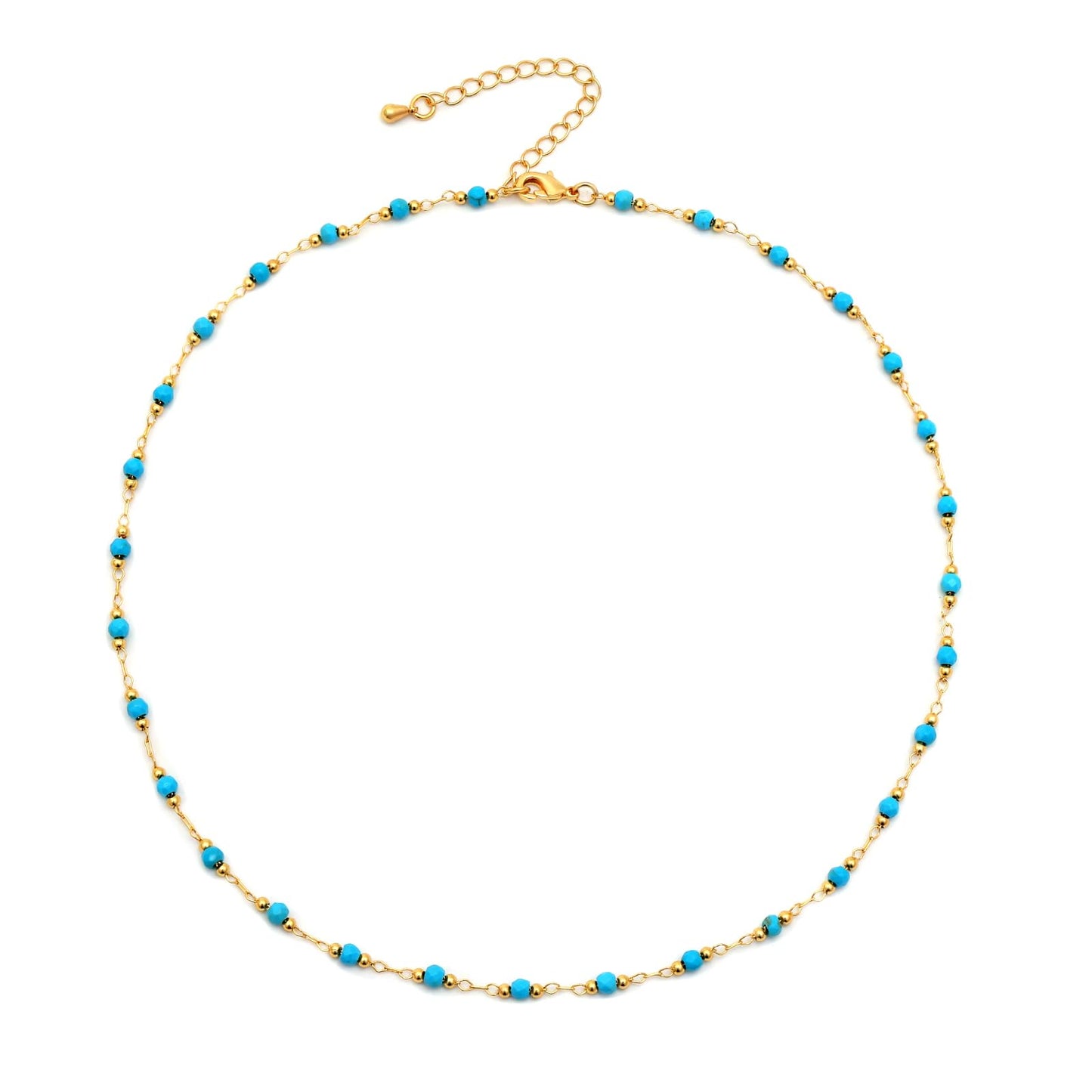 MAIKERDER Dainty Turquoise Necklace for Women, 14K Gold Plated Dainty Turquoise Beaded Necklaces Handmade Minimalist Beach Summer Small Boho Bead Choker Necklaces for Women Bohemian Western Jewelry