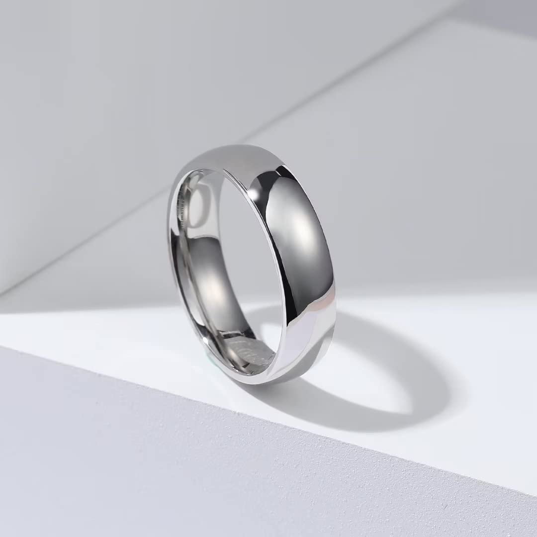 King Will 316L Stainless Steel Wedding Band for Men Women-6mm Width Sliver Plated Wedding Ring Domed Style High Polished with Laser I Love You Comfort Fit Size 11
