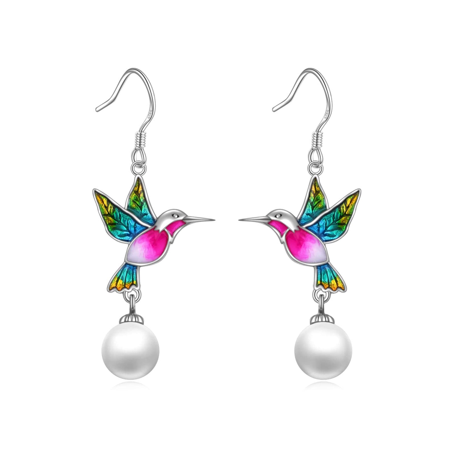 LUHE Pearl Earrings for Women Sterling Silver Celtic Pearl Earrings, Bee/Swan/Butterfly Pearl Earrings Valentine's Day Mother's Day Jewelry Gifts (Silver lapis lazuli earrings)