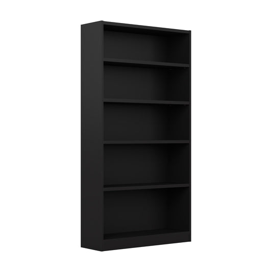 Bush Home Universal Tall 5 Shelf Bookcase in Black, Vertical Storage and Display Bookshelf for Home Office or Living Room Organization