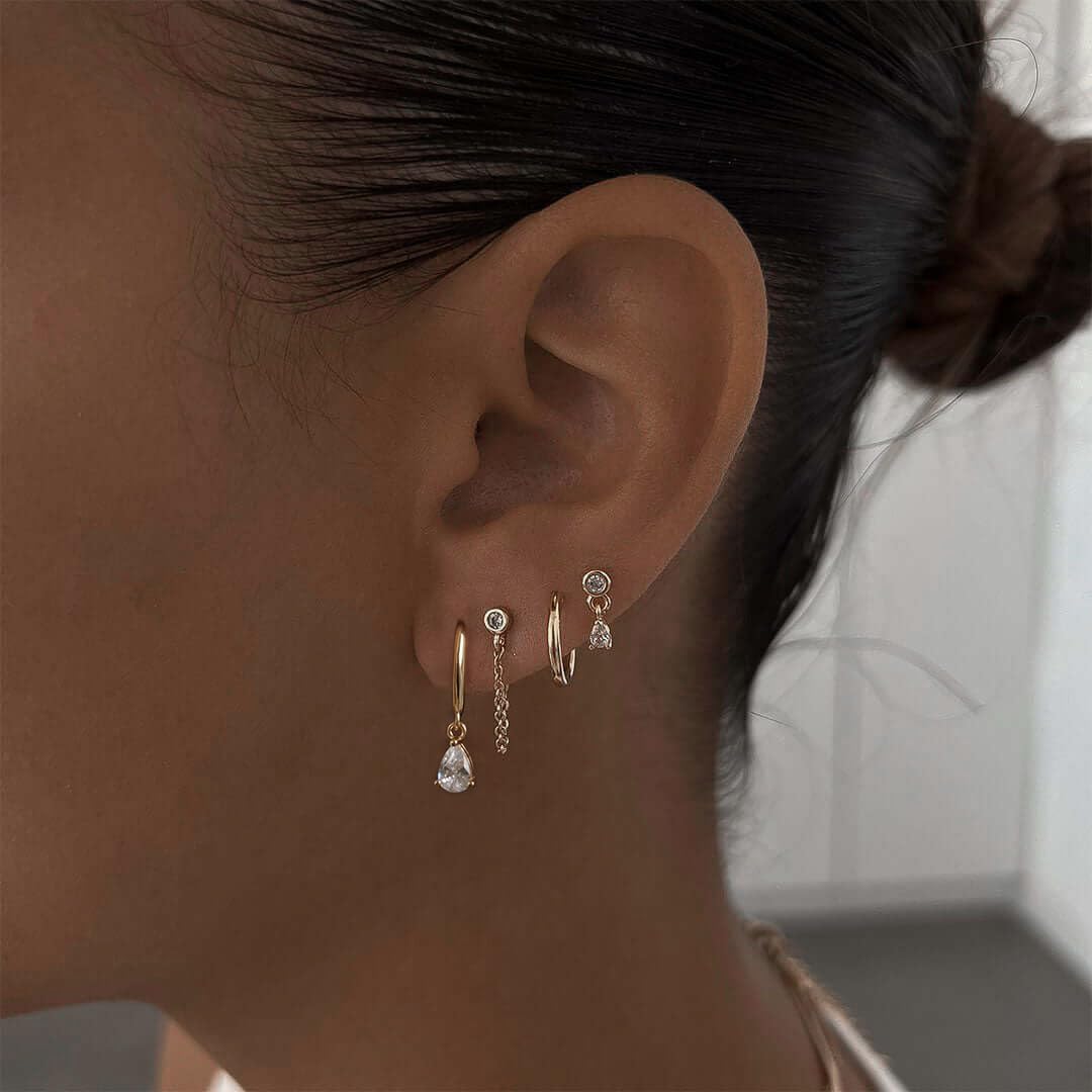 SELFROSE Gold Earrings Set For Women,Dainty Huggie Earring Stack 14K Gold Plated Chain Earrings Hypoallergenic Drop Dangle Earrings for Women Trendy Cute Fashion Small Hoops Fashion Jewelry