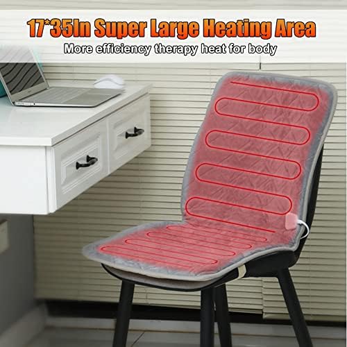 WOOLALA USB Heated Seat Cushion for Office Chair, Large Heating Area Heated Seat Cover Therapy Heating Pad for Back, Lumbar, Hip, Thigh with 3 Temperatures Levels, 17In * 35.5In
