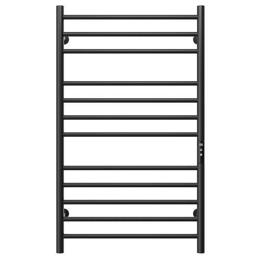 MENATT 12 Bars Heated Towel Warmer Racks Wall Mounted, Electric Heated Towel Rack for Bathroom,Towel Warmer Rack with Built-in Timer,Adjustable Temperature,Matte Black