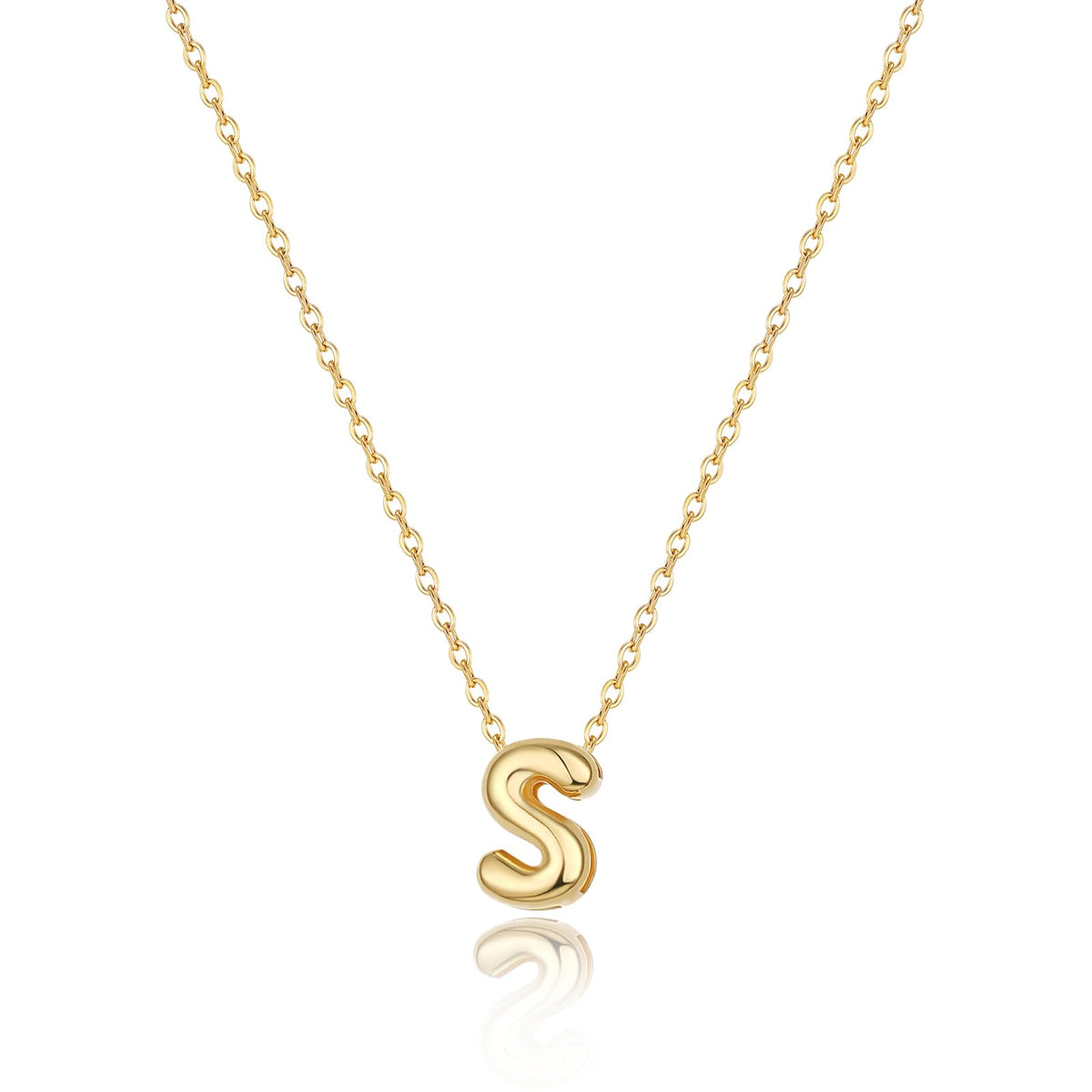 CUEZIY 14K Gold Plated Bubble Letter Necklace Initial Necklaces for Women Dainty Personalized Charm Pendant Name Necklace Cute Non Tarnish Fashion Accessories Teen Gift Trendy Stuff Jewelry Gifts