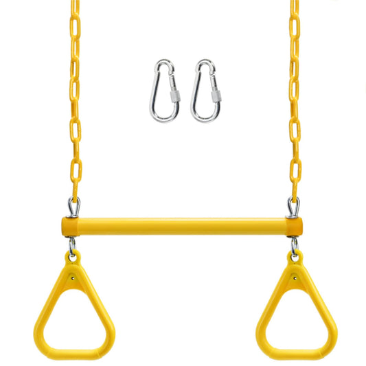 Covzoe Trapeze Swing Bar Rings, 17" Heavy Duty Plastic Coated Chains Swing Set Chain with Locking, Trapeze Monkey Bar Accessories for Home Gym, Strength Training, Fitness