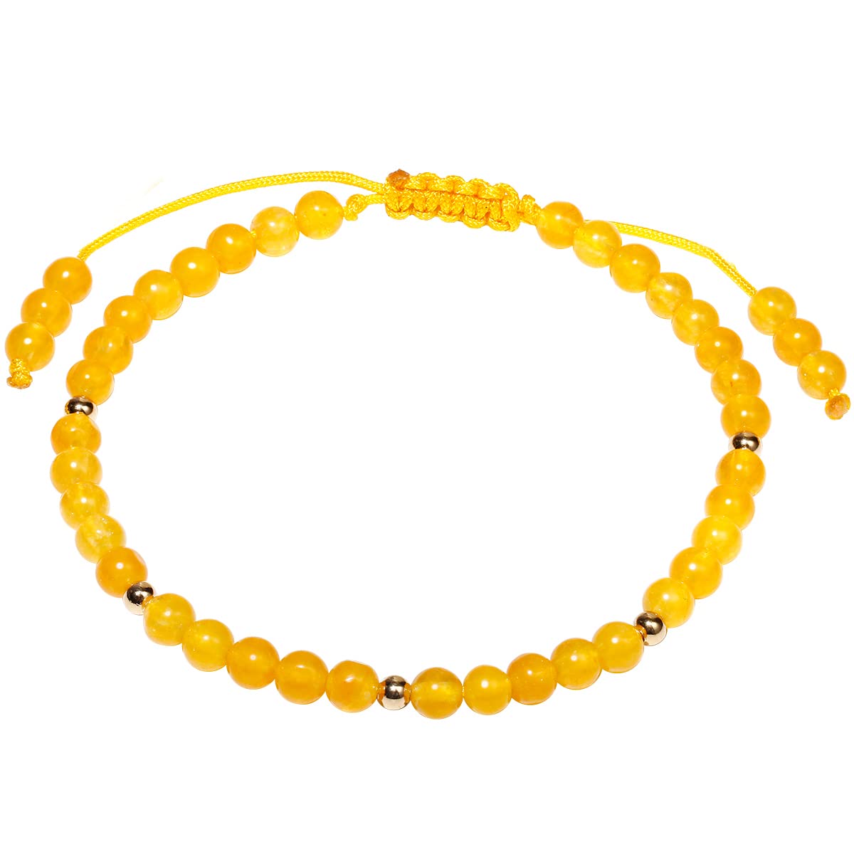 Jewever Gemstone Bracelet for Women Crystals and Healing Stones Beaded Stone Chakra Bracelets Healing Energy Crystal Jewelry Gifts Adjustable 4mm (Yellow agate)