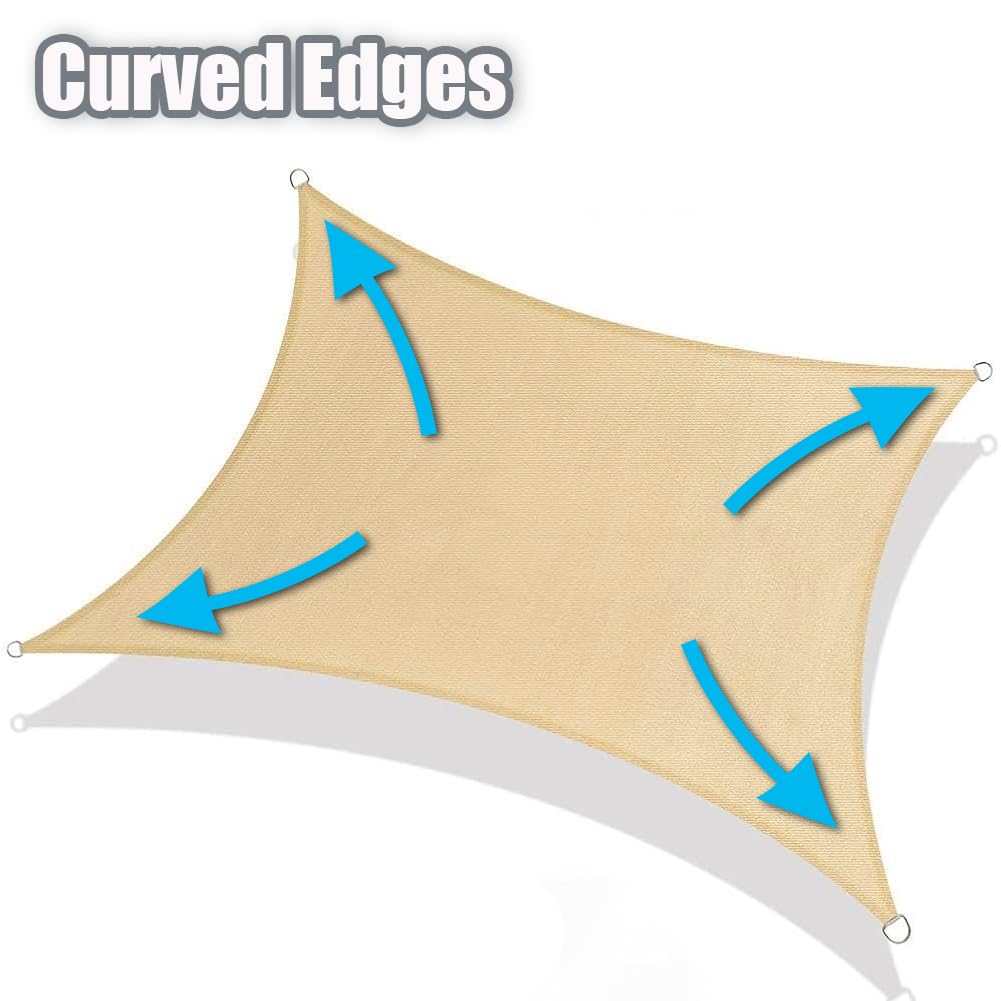 NINXANG Sun Shade Sail Sand Yellow Rectangle 16FTx20FT Permeable Garden Canopy for Outdoor Patio Backyard and Deck Sun Protection Fabric with Fade and Tear Resistance