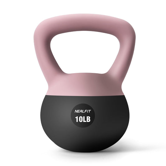 NEALFIT Soft Kettlebell 5LB/10LB/15LB/20LB/25LB, Kettlebells for Home Gym Strength Training, Anti-Slip Fitness Weights for Men Women (10LB Pink-Graphite Black)