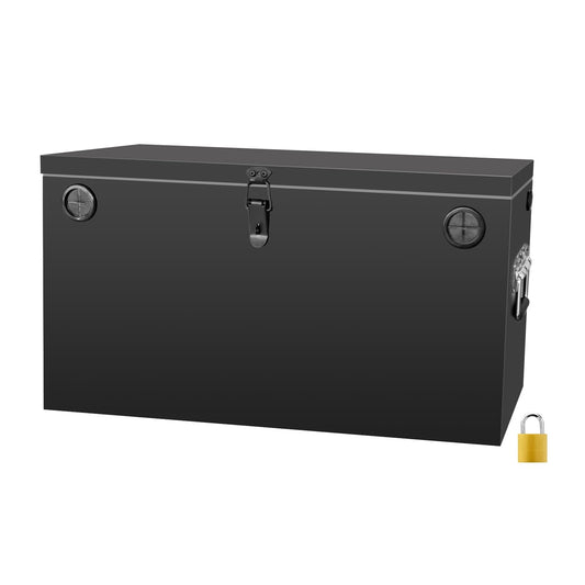 Peastorm 12V Car/RV/Marine Battery Box, Steel Battery Relocation Kit for Trailer, Boat, Trolling Motor, Kayak (Double Battery Box Black)